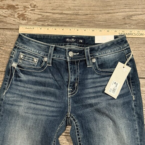 Miss Me Jeans 28x34 Women Mid Rise Boot Horseshoe Dream Catch Embroidered Pocket - Picture 8 of 9